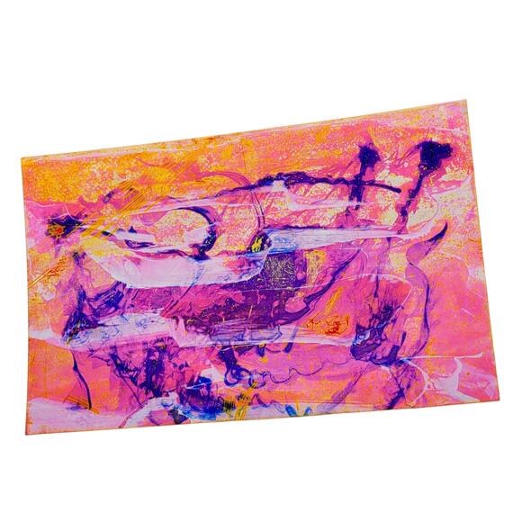 Abstract Wall Art Painting on Photo Paper by Local Artist in Pinks & Purple - Picture 1 of 4